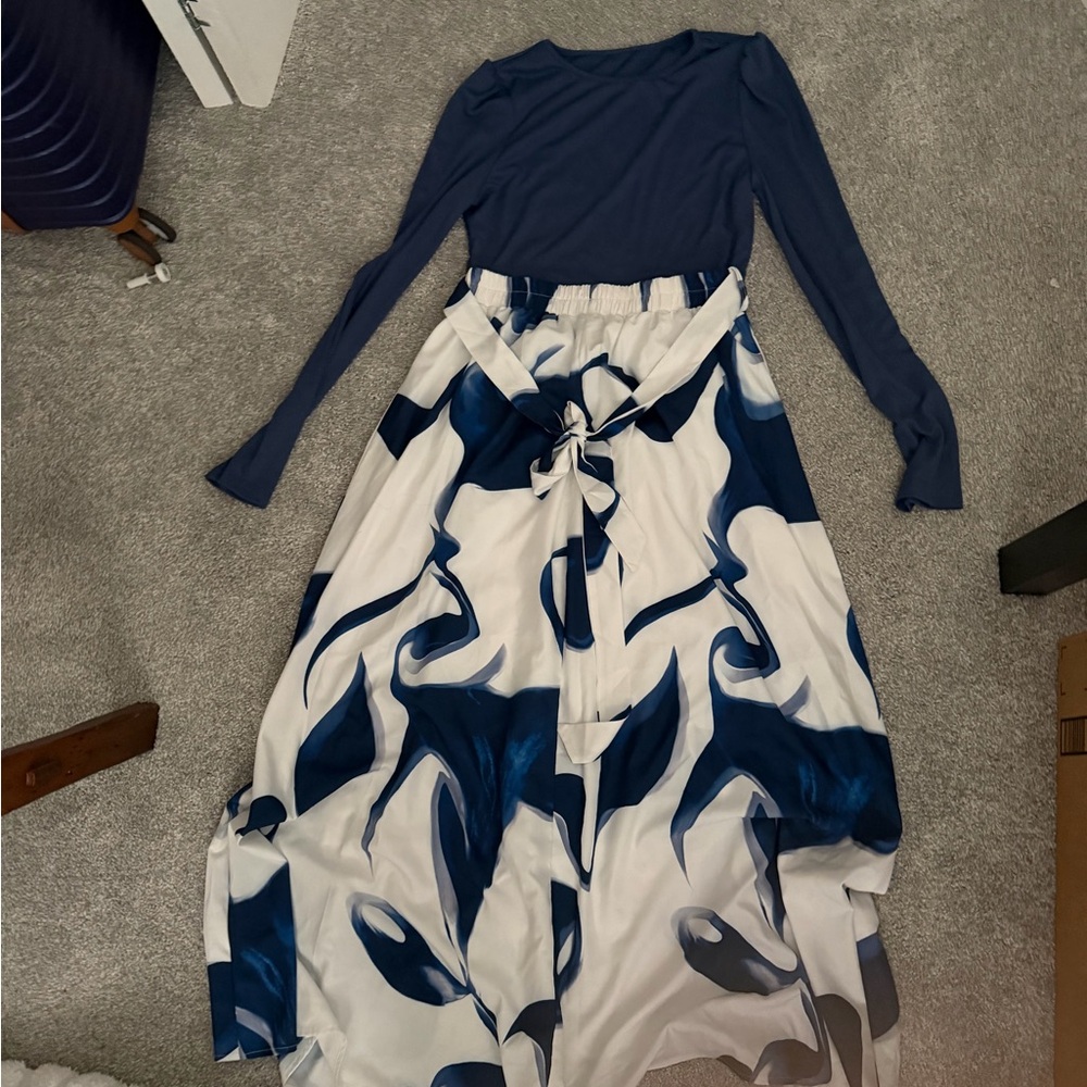 Navy Bodysuit & Skirt Set - Size L